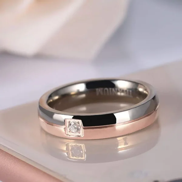 Tigrade Titanium Rings for Women 4mm Couple Engagement Wedding Bands Man CZ Inlaid Size 5 to Size 12 Custom Engraving For Lover - Image 5