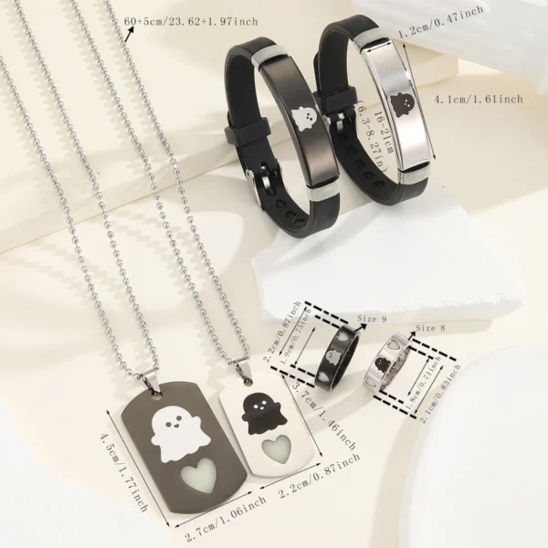 6 pieces/set luminous Love Simple fairy pattern couple Necklace Bracelet Ring Ladies Fashion Love Promise Gift jewelry - Image 5