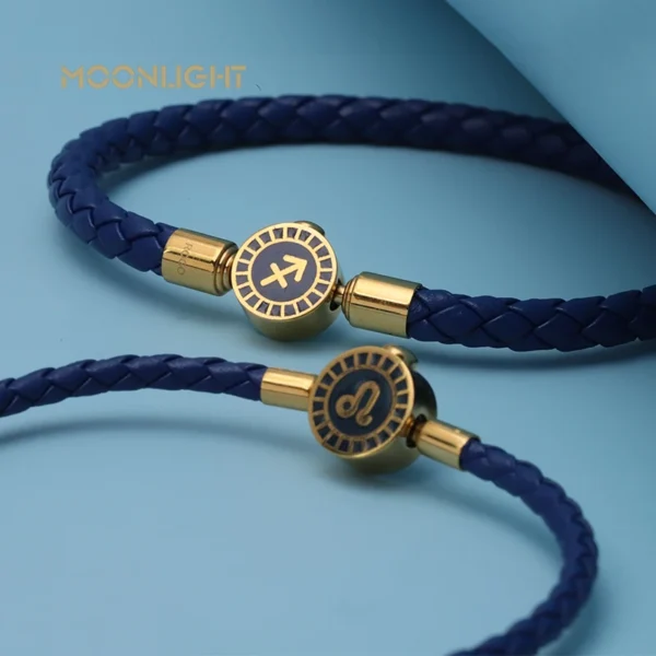 MOONLIGHT 12 Constellation Charm Bracelet Braided Leather Bracelet Leo Aries Gemini Taurus Libra Couple Accessories Jewelry Gift - Image 3