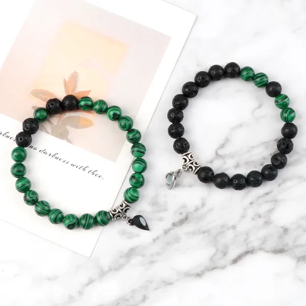 Hot Couple Yin Yang Bracelet Set Men 8mm Natural Stone Heart shape Magnet Love Braclet for Women Friendship Fashion Jewelry Gift - Image 5