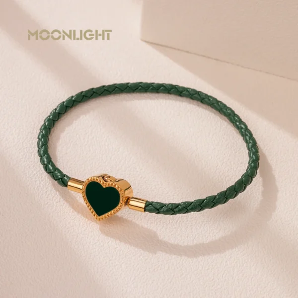 MOONLIGHT Fashion Jewelry Heart Shape Bracelets For Women Pink Red Genuine Braided Leather Bracelet Wedding Party Jewelry Gift - Image 5
