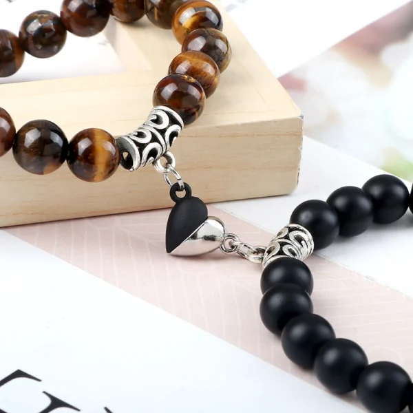 Hot Couple Yin Yang Bracelet Set Men 8mm Natural Stone Heart shape Magnet Love Braclet for Women Friendship Fashion Jewelry Gift - Image 4