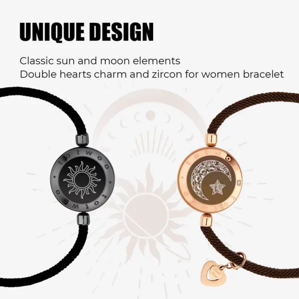 Totwoo Love Bracelets for Couples – Sun & Moon Design with Touch, Light & Vibration to Deepen Your Bond - Image 4