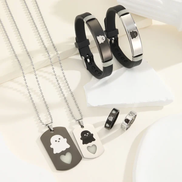 6 pieces/set luminous Love Simple fairy pattern couple Necklace Bracelet Ring Ladies Fashion Love Promise Gift jewelry - Image 4