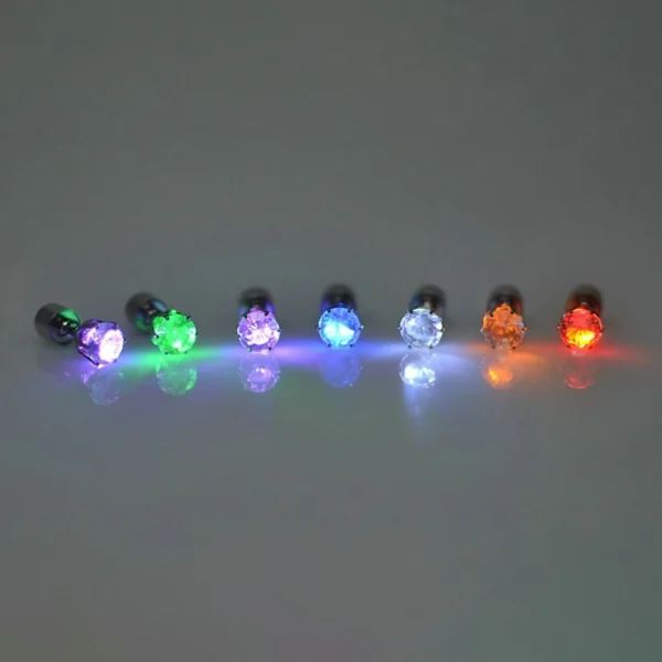 1 Pc Fashion Led Earring Glowing Crystal Stainless Ear Drop Light Up Ear Stud Party Luminous Neon Men Women Couple Jewelry Gift - Image 3