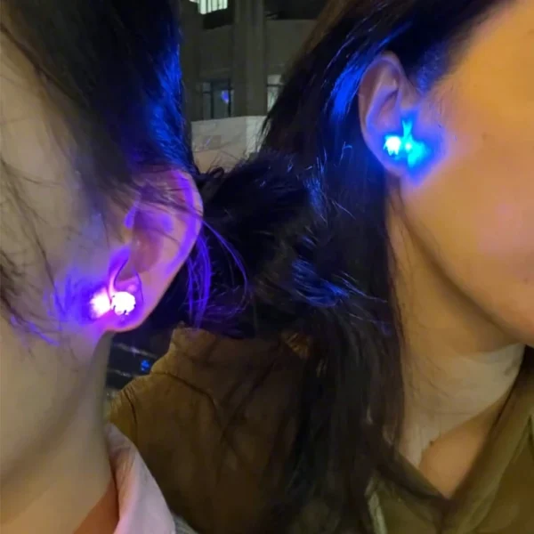 1 Pc Fashion Led Earring Glowing Crystal Stainless Ear Drop Light Up Ear Stud Party Luminous Neon Men Women Couple Jewelry Gift - Image 4