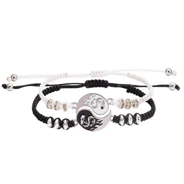 2Pcs/set Dragon Tai Chi Braided Bracelet for Women Men Best Friends Adjustable Yin Yang Bracelets Fashion Couple Jewelry - Image 2