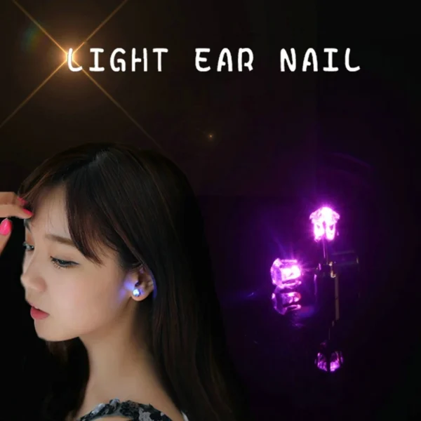 1 Pc Fashion Led Earring Glowing Crystal Stainless Ear Drop Light Up Ear Stud Party Luminous Neon Men Women Couple Jewelry Gift - Image 2