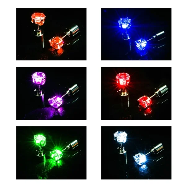1 Pc Fashion Led Earring Glowing Crystal Stainless Ear Drop Light Up Ear Stud Party Luminous Neon Men Women Couple Jewelry Gift - Image 6