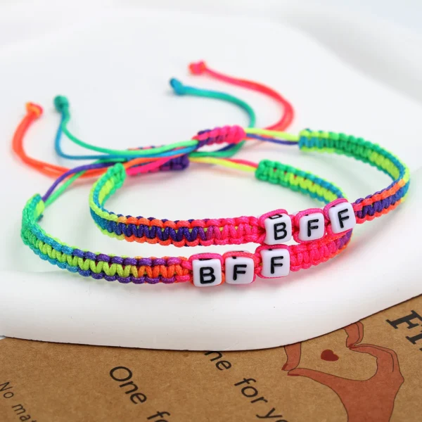2/4/6/12PC BFF Friendship Bracelet for Couples Handmade Adjustable Rainbow Best Friends Unisex Knot Cord Gift for Men Women