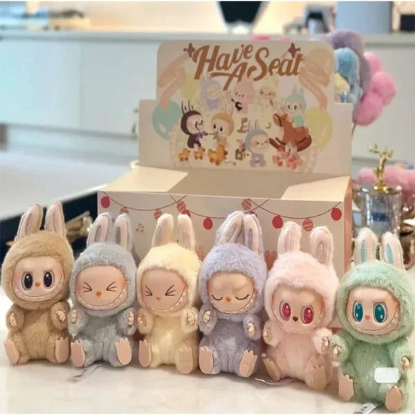 Hot Sales Anime Characters Macaron Labubu with Seat Series Vinyl Pendant Plush Doll Cute Monster Replica Keychain Birthday Gift - Image 2
