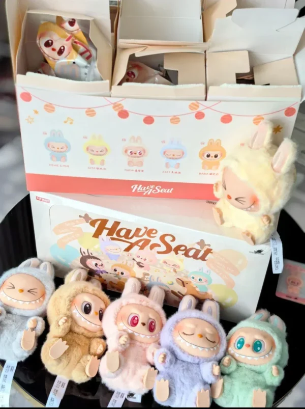 Hot Sales Anime Characters Macaron Labubu with Seat Series Vinyl Pendant Plush Doll Cute Monster Replica Keychain Birthday Gift - Image 4