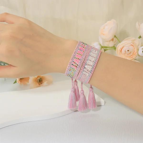 Woven Crystal Friendship Bracelets Stackable Jewelry Summer Beach Holiday Vibes - Image 4