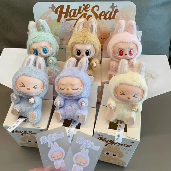 Hot Sales Anime Characters Macaron Labubu with Seat Series Vinyl Pendant Plush Doll Cute Monster Replica Keychain Birthday Gift - Image 3