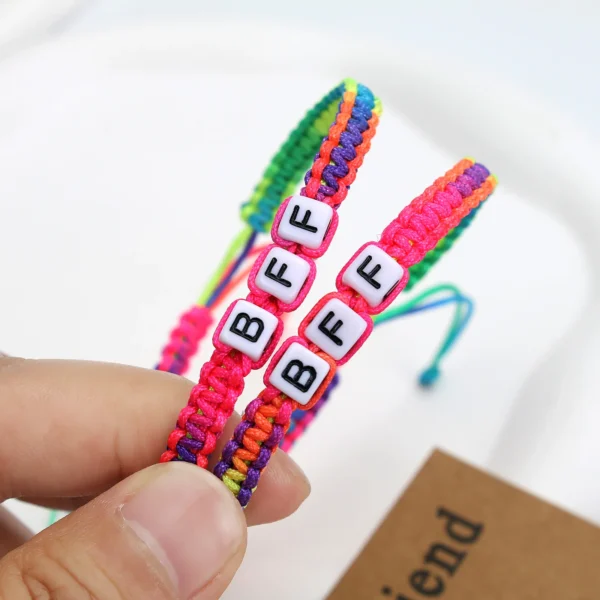 2/4/6/12PC BFF Friendship Bracelet for Couples Handmade Adjustable Rainbow Best Friends Unisex Knot Cord Gift for Men Women - Image 2