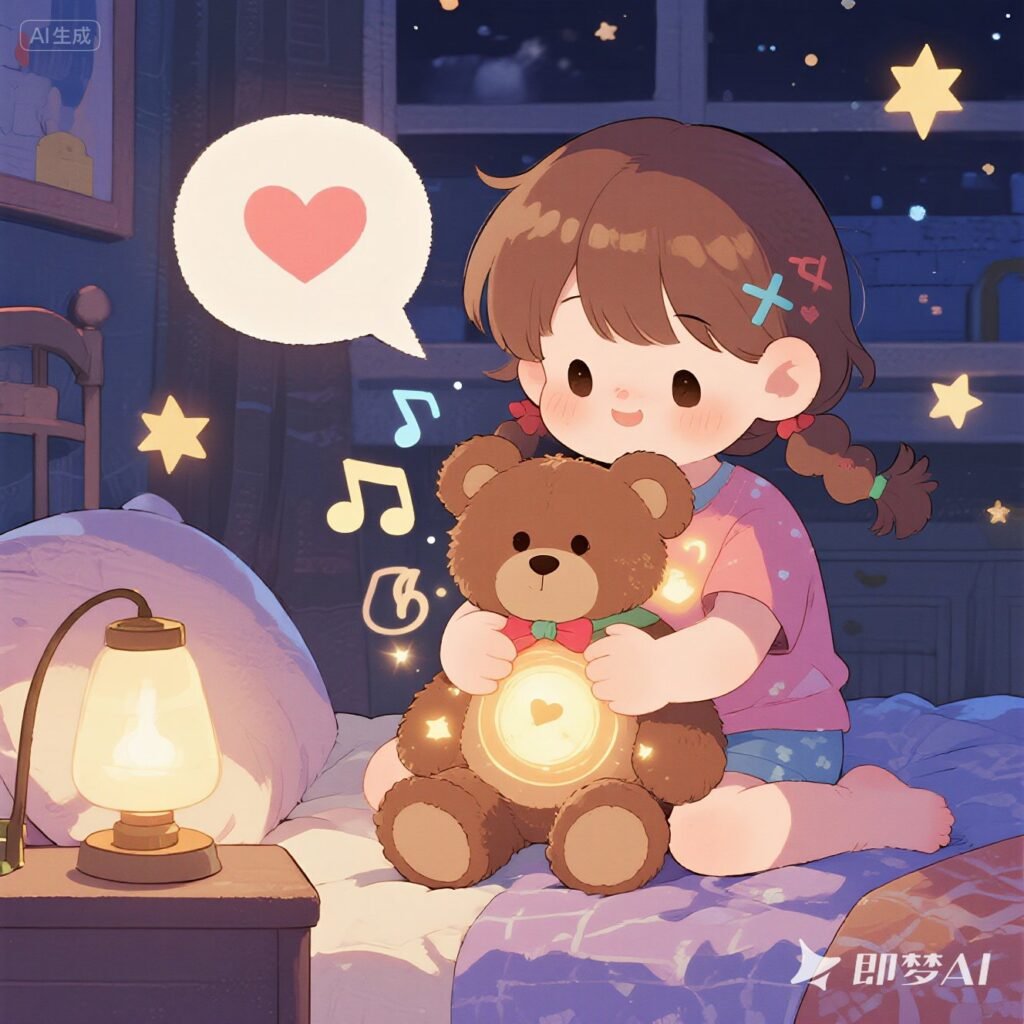 jimeng-2025-08-04-1522-A_girl_sitting_on_her_bed,_hugging_a_plu... jimeng 2025 08 04 1522 A girl sitting on her bed hugging a plu